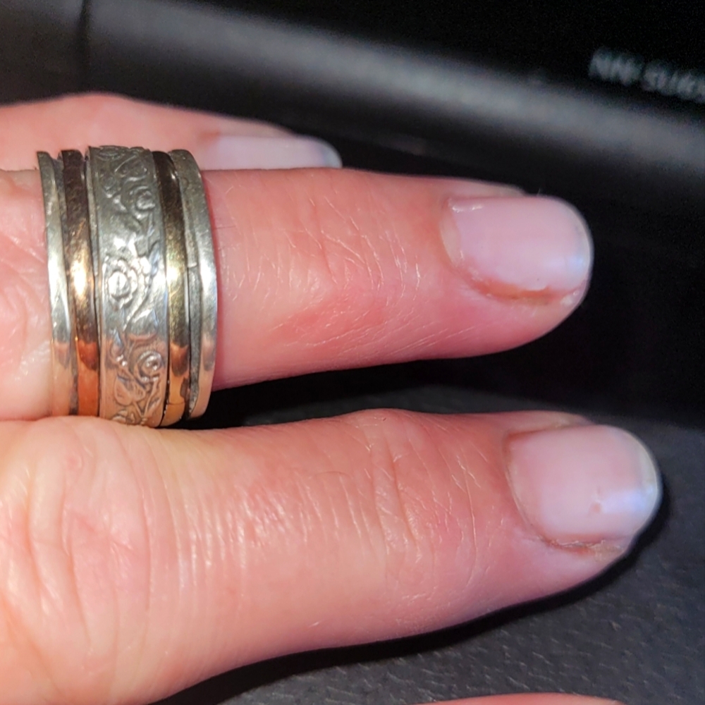 Silver and 9kt Gold Women's  Ring Harmony Meditation Size 7